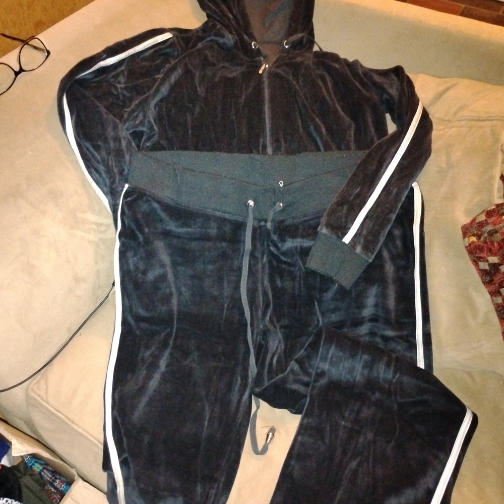 Black Hooded Jumpsuit with White Stripes